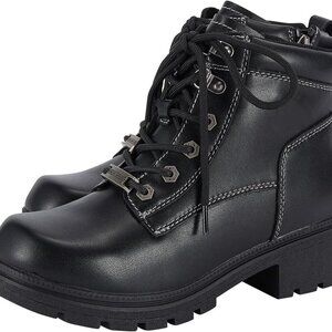 Women's PU Leather Waterproof Motorcycle Boots Ankle Zipper Durable Shoes